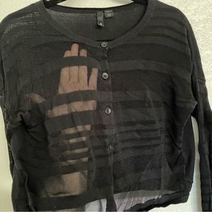 Striped cropped cardigan.